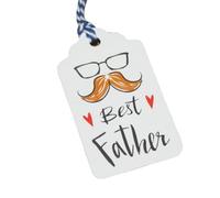 WESIEVYA 100pcs Father's Day Paper Tags White Writeable Craft Hanging Labels with Creative Printed Design Practical for Party Favour and Wrapping
