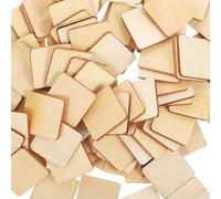WESIEVYA 100pcs Wood Slice Wood Blocks for Crafts Unfinished Natural and Safe Square Shape DIY Carving Gift for Wedding Planning and Decorations Suitable for Families and Friends