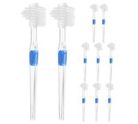 WESIEVYA 10pcs Denture Toothbrush: Elderly Oral Care Brush with Dual-Headed for False Teeth - Ergonomic Handle Dental Cleaning Brush for Gap Groove