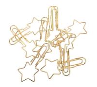 WESIEVYA 10pcs Multifunctional Creative Ticket Holder Cute Paperclip Bookmarks Star Shaped File Clips Cartoon Pencil Holder School Office Supplies Star Shaped Pen Clips Golden Metal