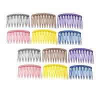 WESIEVYA 12pcs Assorted Color Hair Side Combs for Hair Styling with Elegant Appearance, Made of Plastic and Resin, 8cm Length with 16 Teeth, for French Twist and Everyday Random Color