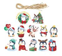 WESIEVYA 12pcs Cute Penguin Christmas Tags Paper Cards Hanging Decorations for Presents Party DIY Xmas Tree Decorative Labels