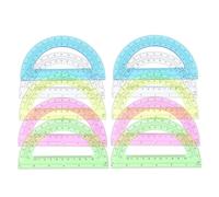 WESIEVYA 12pcs Large Plastic Protractor 180 Degrees Semicircular Angle Measurement Tool Lightweight Colored Protractors for School and Office Supplies