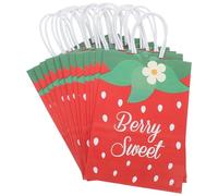 WESIEVYA 12pcs Strawberry Paper Bags with Handles for Small and Snacks, Cute Cartoon Design, Well Protected and Beautifully Presented, for Birthday Parties and Gatherings