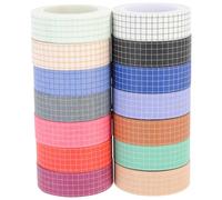 WESIEVYA 14 Rolls Rolls Check Pattern Washi Tape Decorative Adhesive Tapes for Handbook and Diary Scrapbooking DIY Crafts with Easy-tear Feature