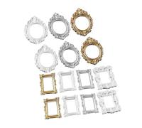 WESIEVYA 14pcs Mini Resin Photo Frames in Assorted Shapes for DIY Crafts Making and Phone Case Decor, Featuring Environmental Protection Materials and Retro Style Design