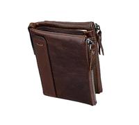 WESIEVYA 1pc Brown Leather Zipper Wallet for Men Multifunctional Short Purse Holder and Compartment Design for Everyday Use