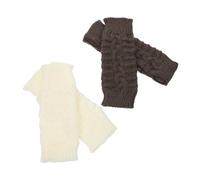 WESIEVYA 2 Pairs Thermal Half-finger Gloves for Women Breathable Knit Mitts Lightweight Warm Winter Wrist Warmers Moisture Absorbing Outdoor Accessories White Dark Gray