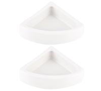 WESIEVYA 2 Pcs Ceramic Reptile Food Bowl Set with Stable Desktop Standing and Anti-escape Features, Triangle Shape White Bowls for Lizard Feeding and Reptile Feeding Scenario