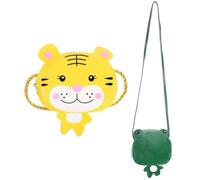 WESIEVYA 2 Pcs Crossbody Bags Cute Animal Pouches with Pu Leather, Shoulder Straps, for Shopping and Traveling, Simple and Fashionable Tiger and Frog Design