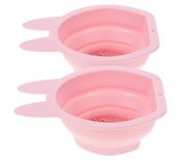 WESIEVYA 2 Pcs Silicone Makeup Brush Cleaner Bowl Set in Pink, Bunny-shaped Design, Soft Material Not Hurting Hands, for Household Bathroom Use and Easy Hanging Storage