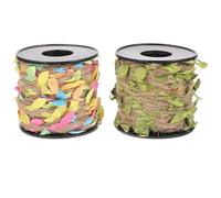 WESIEVYA 2 Rolls Khaki Emulated Leaf Rattan DIY Decorative Rope Made of Synthetic Material, Can Be Cut to Length for Outdoor Wall Decor and Party Scene Layout