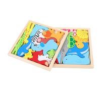 WESIEVYA 2 Sets Wooden Animal Puzzle Boards for Early Educational Promote Color Shape Recognition and Spatial Imagination Development