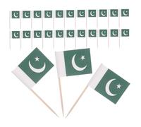 WESIEVYA 200pcs Sports Party Cake Decoration Cupcake Toppers Flag Small Pakistan Flag Mini Cocktail Skewers Pakistan on Stick Appetizer Pick National Picks Cake Topper Green