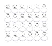 WESIEVYA 24PCS DIY Acrylic Photo Frame Keychain Creative Round Shaped Key Ring for Personalised Photos Empty Photo Frame Keychain for Friends Families and Colleagues White