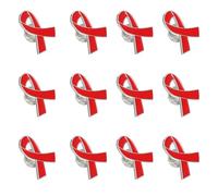 WESIEVYA 25pcs Red Ribbon Decorative Brooch Pins for Women, Zinc Alloy Material with Elegant Design, Versatile Use for Charity Events and Health Awareness Campaigns