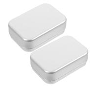 WESIEVYA 2pcs Aluminium Soap Box with Hinged Lid for Travel and Camping, Self-draining Rectangular Soap Dish with Dual-layer Design, Portable Metal Container for Bathroom Storage