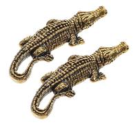 WESIEVYA 2pcs Brass Alligator Charm Keychain Pendant Set, Vintage Solid Metal Keyring Ornament for Bag Accessories and Desktop Decoration, DIY Jewelry Spacer Beads for Crafting