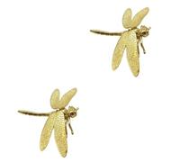 WESIEVYA 2pcs Brass Dragonfly Ornament Creative Decor for Home Stylish Wing Design for Tv Cabinet and Bookshelf Unique for Housewarming Elegant Porch Decoration Golden
