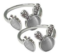 WESIEVYA 2pcs Bunny Finger Rings for Women Adjustable Open Minimalist Rabbit Design Copper Lightweight Comfortable Fashion Jewelry