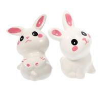 WESIEVYA 2pcs Ceramic Rabbit Figurine Decor with Rounded Edges, White Adorable Rabbit Statues for Homes and Hotels Desktop Decoration