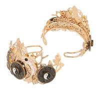 WESIEVYA 2pcs Chinese Style Hairpin Headband Lightweight Alloy Taichi Pattern Hair Crowns Unisex Design Vintage Hair Accessories for Personal Enlightenment and Theme Parties