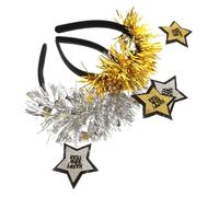 WESIEVYA 2pcs Christmas Five-pointed Star Headbands for Holiday and Cosplay, Silver Gleit Material Hair Accessories to Highlight Appearance with Hand-crafted Chic Design