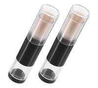 WESIEVYA 2pcs Cosmetic Applicator Brush Powder Foundation Brush with Soft Bristles Plastic Handle Prevents Spillage Protects Powder from Air Exposure for Travel and On-the-go Touch-ups