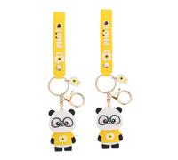 WESIEVYA 2pcs Cute Panda Keychain Pendants Cartoon Key Accessories for Bags Purses and Backpacks Yellow Hanging Decor for Boys and Girls and Adults