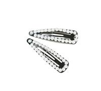 WESIEVYA 2pcs Elegant Pearl Snap Hair Clips, Metal Material Comfortable Snap-close Feature, for Daily Dressing in Seasons