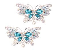 WESIEVYA 2pcs Fashion Hair Clips for Women with Spring Design and Rhinestone Crystal Decoration, Easy to Use Iron Material, for Daily Life and Travel Accessories