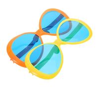 WESIEVYA 2pcs Jumbo Clown Party Glasses Plastic Novelty Eyewear for Hawaiian Beach Costume Cosplay Props in Yellow and Orange Lightweight and Festive for Summer Events and Photo Fun