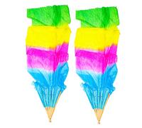WESIEVYA 2pcs Long Gradient Silk Dance Fans for Women Lightweight Flexible Frame Belly Dance Veils Soft Comfortable Fabric Handheld Performance Accessories