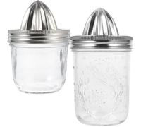 WESIEVYA 2pcs Manual Citrus Juicer Portable Fruit Squeezer for Oranges and Lemons with Removable Cap and Easy Storage Stainless Steel Press for Fresh Juice at Home