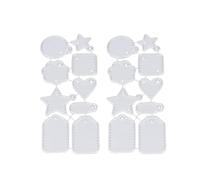 WESIEVYA 2pcs Metal Cutting Dies for Label Pendants, Lightweight Iron Embossing Stencils, Reusable Silver Cutting Stencil Tools for Creativity and Intelligence Development