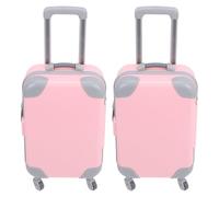 WESIEVYA 2pcs Mini Suitcase Box: Mini Luggage - Baby Suitcase Toy - Cute Plastic Luggage - Empty Candy Box - False Eyelashes Packaging Trolley Tiny Trunk Pink