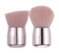 WESIEVYA 2pcs Mushroom Shape Face Makeup Brushes with Pink Fiber Bristles and Plastic Handles, Portable Full Coverage Foundation and Blusher Brush Set for Travel and Cosmetic Bag