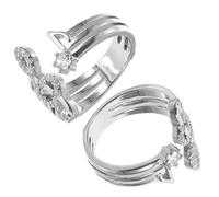 WESIEVYA 2pcs Musical Note Adjustable Open Rings with Diamonds, Silver Tone Music Symbol Finger Jewelry for Women, Open Band Size Adjustable Decorative Rings for Daily Wear