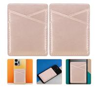 WESIEVYA 2pcs Pu Leather Mobile Phone Back Card Holders with 2-Slots, Adhesive Backing Prevents Content from Falling, Convenient Card Holder Case for Cellphones
