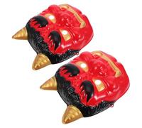WESIEVYA 2pcs Red Japanese Demon Mask Set Hand-painted Samurai Tengu Mask Scary Halloween Cosplay Party Accessory for Masquerade and Themed Events