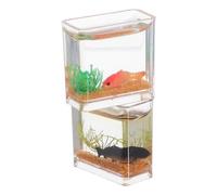 WESIEVYA 2pcs Scale Mini Aquarium with Realistic Goldfish Dollhouse Accessory for Fairy Garden Micro Landscape Decoration in Orange and Black