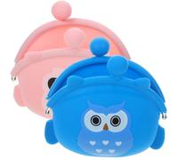 WESIEVYA 2pcs Silicone Coin Purse Small Coin Purse Lovely Cartoon Design Compact Organising Change Or Earphone Lightweight for Women School 3.93x3.54x1.97in