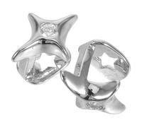 WESIEVYA 2pcs Star Metal Teeth Grill Decorative Teeth Jewelry Copper Lightweight Comfortable Fit Unique Design Silver for Daily Wear and Parties