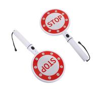 WESIEVYA 2pcs Stop Sign Flashing Lights Handheld Sign Double Sided Plastic Userfriendly Traffic Stop Card for Parking Garage Safety Warning