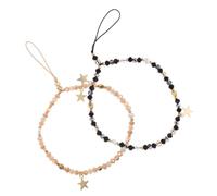 WESIEVYA 2pcs Stylish Five-star Beaded Phone Wrist Strap Lanyard with Rhinestone and Alloy Material, Anti-slip Design Reducing Accidental Drops, for Phones and Cameras during Shopping