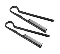 WESIEVYA 2pcs V-shaped Hair Straightening Comb Hairdressing Tool Double-edged Fine Teeth Abs Material Black Colour for Salon and Home Use