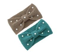 WESIEVYA 2pcs Vintage Bowknot Headband for Women Knitted Wool Ear Warmer Hair Scarf Elegant Crochet Turban Breathable for Casual Formal Occasions