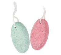 WESIEVYA 2pcs Volcano Stone Foot Pumice with Storage Box Two-Sided Grinding Foot Stones Scrubs and Softens Dry Hard Skin Effective Dead Skin Remover Random Color