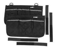 WESIEVYA 2pcs Wheelchair Side Pouch with Reflective Safety Strip, Large Storage Capacity and Multiple Compartments, Black Polyester Organiser Bag for Wheelchair and Rollator Armrest
