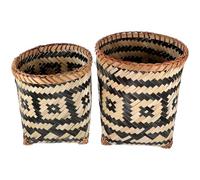 WESIEVYA 2pcs Woven Garbage Can Bamboo Storage Basket with Large Mouth Natural Style round Trash Can for Home Organization Random Style